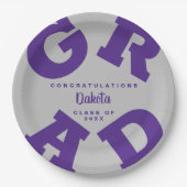 Lila auf Silver Gray Grad Custom Pappteller (Vorderseite)