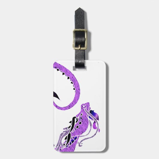Lila aufgerollter Drache Gepäckanhänger (Vorderseite vertikal)