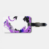 Lila aufgerollter Drache Gepäckanhänger (Rückseite horizontal)