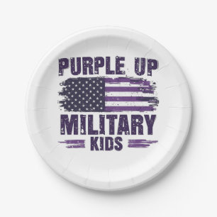 Lila aufgewachsene militärische Kinder Awreness Mo Pappteller