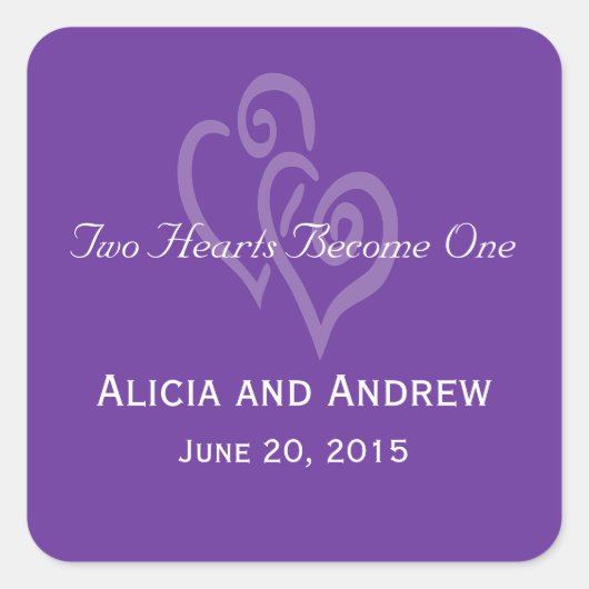 Lila Aufkleber für die Gastgeschenk Hochzeit "Whit (Vorderseite)