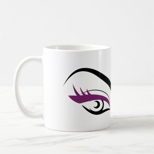 Lila Augenlider Lash Verlängerungssymbol Kaffeetasse (Links)