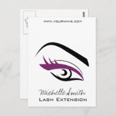 Lila Augenlider Lash Verlängerungssymbol Postkarte (Vorne/Hinten)