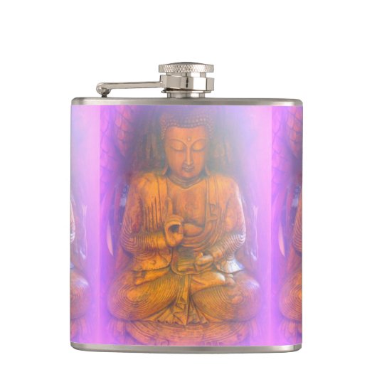 lila Aura Buddha angesagt Flasche Flachmann (Vorderseite)