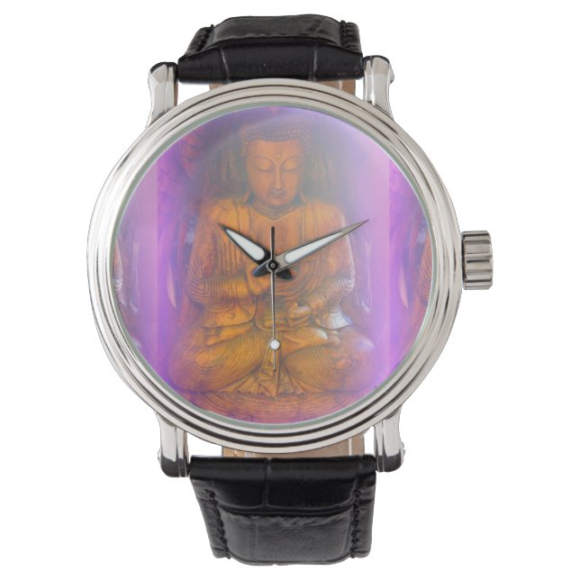 lila Aura Buddha-Uhr Armbanduhr (Vorderseite)