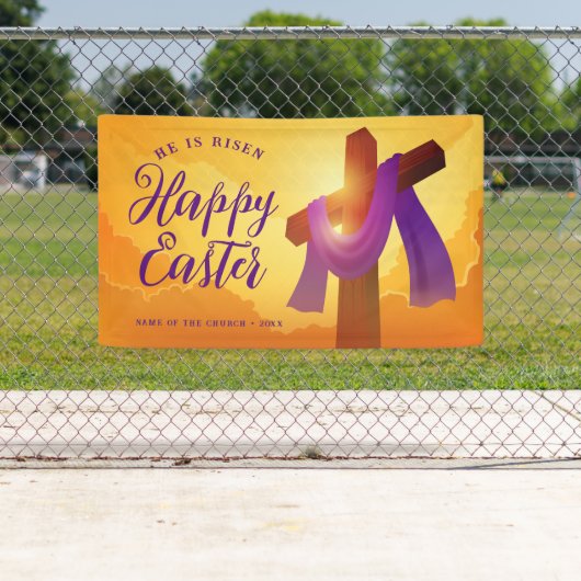 Lila Ausschlag über Kreuz | Frohe Ostern Banner (Insitu)