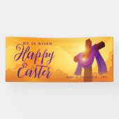 Lila Ausschlag über Kreuz | Frohes Osterbanner Banner (Horizontal)