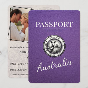 Lila Australien Reisepass Save The Date