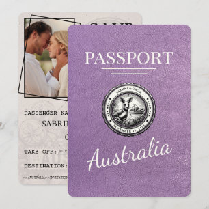 Lila Australien Reisepass Save The Date
