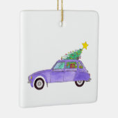 Lila Auto mit Weihnachtsgeschenken Keramikornament (Rechts)
