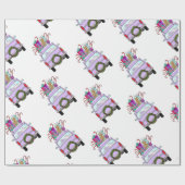 Lila Auto mit Weihnachtsgeschenkpapier Geschenkpapier (Flach)