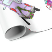 Lila Auto mit Weihnachtsgeschenkpapier Geschenkpapier (Rolleneckpunkt)