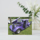 Lila Auto Postkarte (Stehend Vorderseite)