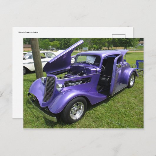 Lila Auto Postkarte (Vorne/Hinten)