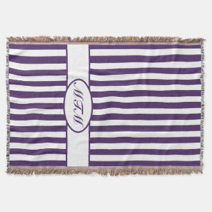 Lila autonale Streifen mit Monogramm Decke