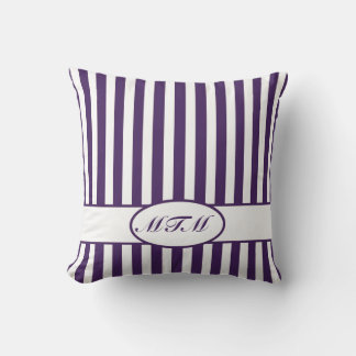 Lila autonale Streifen mit Monogramm Kissen