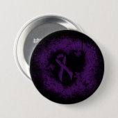 Lila Awareness Ribbon Grunge Herz Button (Vorne & Hinten)