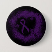 Lila Awareness Ribbon Grunge Herz Button (Vorderseite)