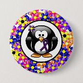 Lila Awareness Ribbon Penguin Button (Vorderseite)