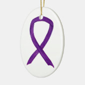 Lila Awareness Ribbon Städtische Badeanstalt Keramik Ornament (Links)