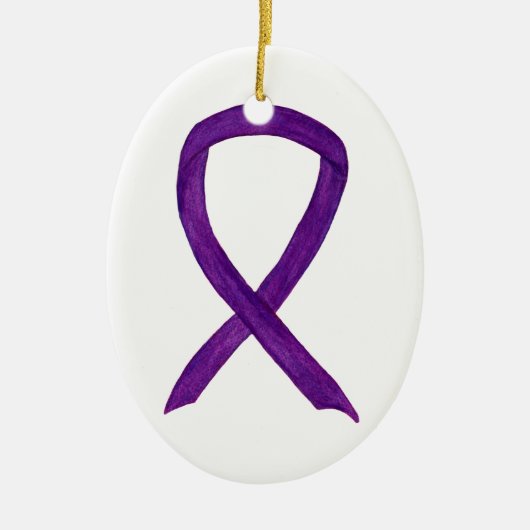 Lila Awareness Ribbon Städtische Badeanstalt Keramik Ornament (Vorne)