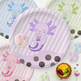 Lila Axolotl Bubble Boba Par-tea Geburtstagsparty Pappteller