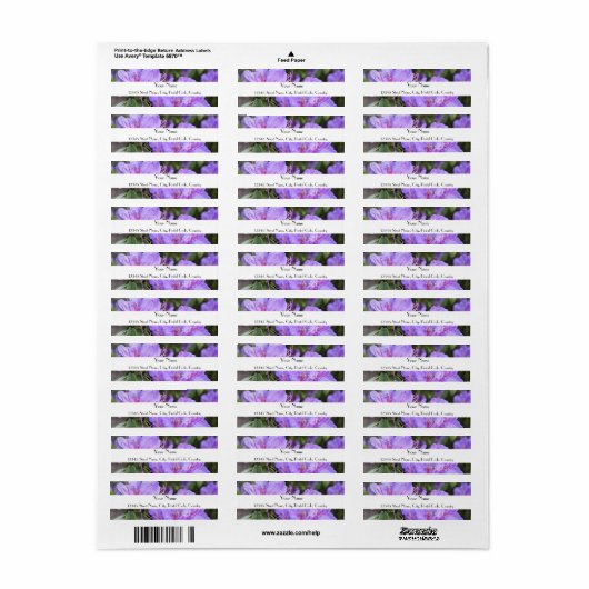 Lila Azalea-Blume adressieren Etiketten (Vorne)