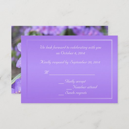 Lila Azalea floral RSVP-Karten RSVP Karte (Vorne/Hinten)