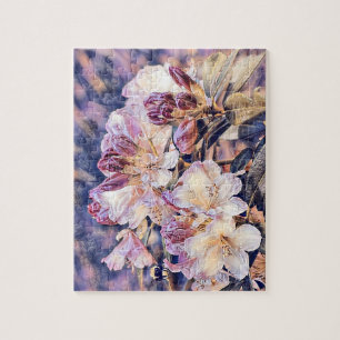 Lila Azeenblüte Aquarellmalerei Puzzle