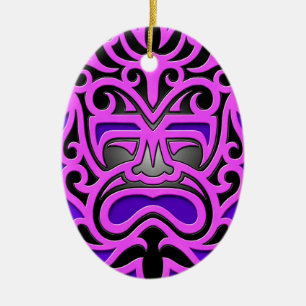 Lila aztekische Maske Keramikornament