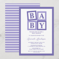 Lila Baby Blocks Girl Baby Dusche Einladung