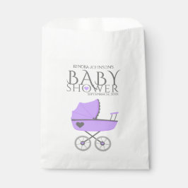 Lila Baby Carriage Girls Babydusche Geschenktütchen