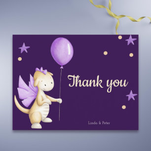 Lila Baby-Drache Danke Mädchen Baby-Party Postkarte