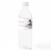 Lila Baby-Drache Wasserflaschen-Etiketten - Whimsi