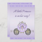 Lila Baby-Dusche Prinzessin-Coach Girls Einladung (Vorne/Hinten)
