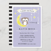 Lila Baby-Duschen-Einladung der kleinen Eulen-| Einladung (Vorne/Hinten)