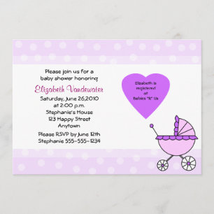 Lila Baby-Duschen-Einladungs-Wagen-Einladung Einladung