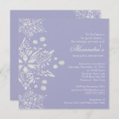 Lila Baby-Duschen-Einladungs-Winter-Schneeflocken Einladung (Vorne/Hinten)