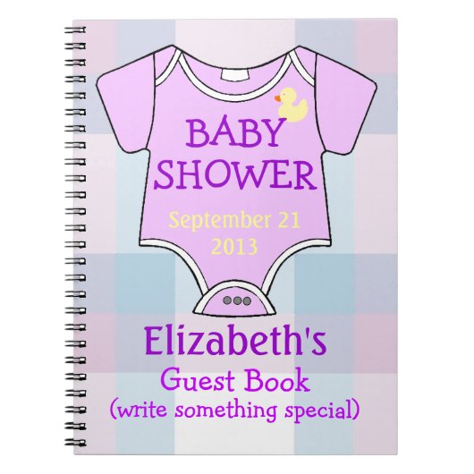 Lila Baby-Duschen-Gäste Notizblock (Vorderseite)