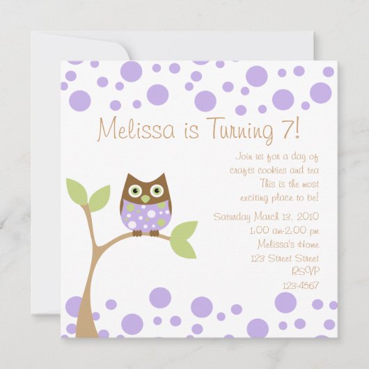 Lila Baby Einladung (Vorderseite)