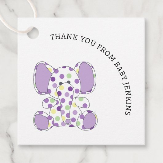 Lila Baby Elephant Geschenkanhänger (Vorderseite)