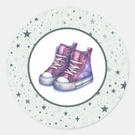 Lila Baby High Tops Babydusche Runder Aufkleber