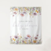 Lila Baby im blutfloralen Babydusche Hintergrund Wandteppich (Vorderseite)