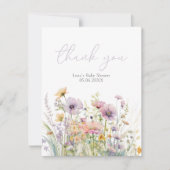 Lila Baby in Bloom Wildblume Kinderdusche Flat Dankeskarte (Vorderseite)