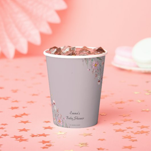 Lila Baby in Bloom Wildblume Kinderdusche Pappbecher (Insitu)