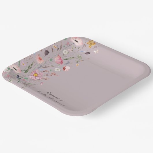 Lila Baby in Bloom Wildblume Kinderdusche Pappteller (Gewinkelt)