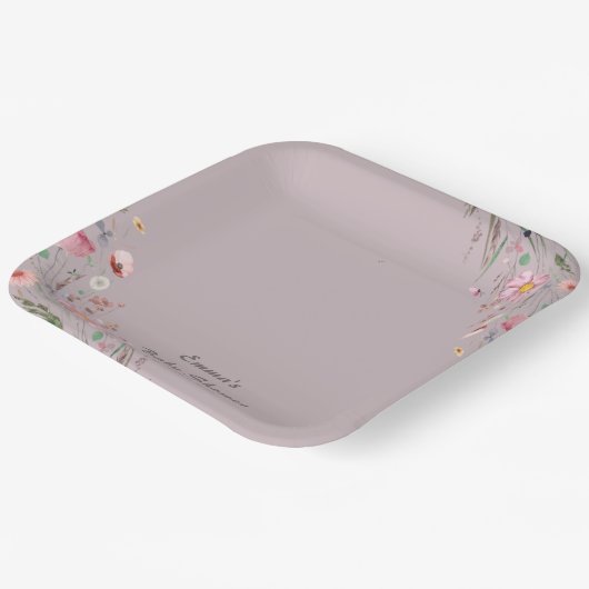 Lila Baby in Bloom Wildblume Kinderdusche Pappteller (Gewinkelt)