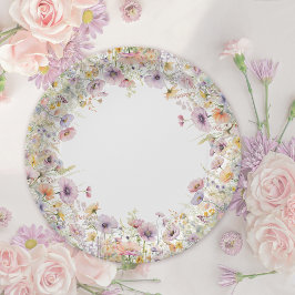 Lila Baby in Blümflora Wildblume Kinderdusche Pappteller