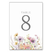 Lila Baby in Blümflora Wildblume Kinderdusche Tischnummer (Vorderseite)