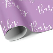 Lila Baby Script Elegant Baby Wrapping Paper Geschenkpapier (Rolleneckpunkt)